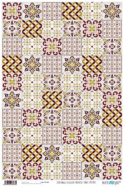 PFY-933 - PAPEL CARTONAJE AZULEJOS TONOS CALIDOS - pack 12 ud.