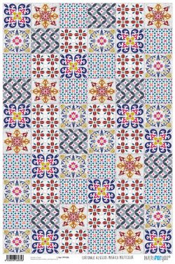 PFY-935 - PAPEL CARTONAJE AZULEJOS MOSAICO MULTICOLOR - pack 12 ud.