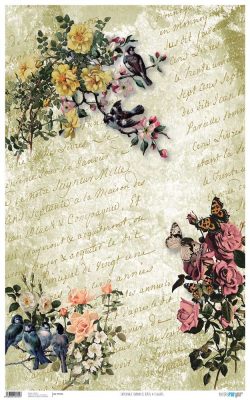 PFY-945 - PAPEL CARTONAJE ROMANTIC BIRDS & FLOWERS