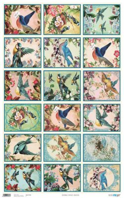 PFY-961 - PAPEL CARTONAJE POSTALES PAJÁRITOS