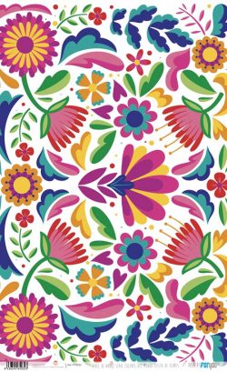 PFY-3032 - PAPEL ARROZ 54X33 COLORES DEL MUNDO FIESTA DE FLORES - pack 6 ud.