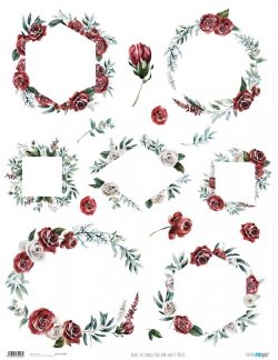 PFY-3208 - PAPEL ARROZ 54X70 RED AND WHITE ROSES-pack 6 ud.
