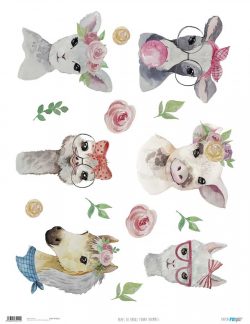 PFY-3215 - PAPEL ARROZ 54X70 FUNNY ANIMALS-pack 6 ud.