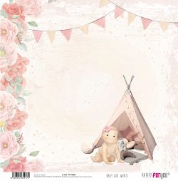PFY-3457 - PAPEL SCRAP BABY GIRL WORLD - pack 12 ud.