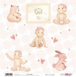 PFY-3459 - PAPEL SCRAP BABY GIRL WORLD - pack 12 ud.
