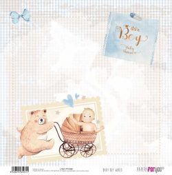 PFY-3461 - PAPEL SCRAP BABY BOY  WORLD - pack 12 ud.