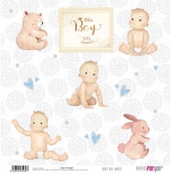 PFY-3469 - PAPEL SCRAP BABY BOY  WORLD - pack 12 ud.