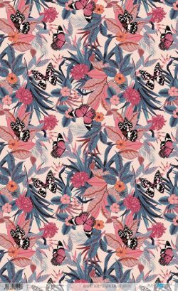 PFY-4224 - PAPEL ARROZ 54x33 FLOWERS AND BUTTERFLIES - pack 6 ud.