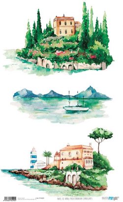 PFY-4229 - PAPEL ARROZ 54x33 MEDITERRANEAN LANDSCAPE - pack 6 ud.