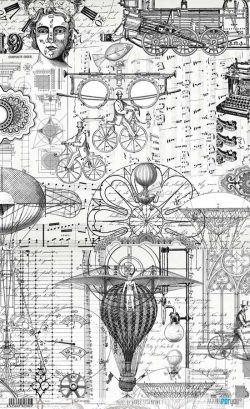 PFY-4233 - PAPEL ARROZ 54x33 STEAMPUNK I - pack 6 ud.