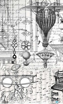 PFY-4234 - PAPEL ARROZ 54x33 STEAMPUNK II - pack 6 ud.