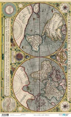 PFY-4714 - PAPEL ARROZ 54X33 GLOBO TERRÁQUEO - pack 6 ud.