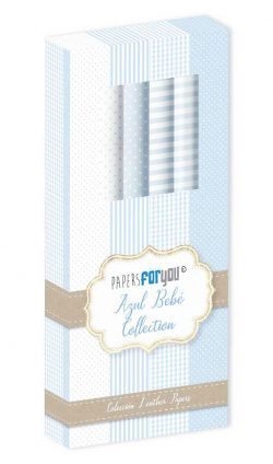 PFY-4731 - KIT LEATHER PAPER - AZUL BEBE 4 pzs - pack 4 ud.