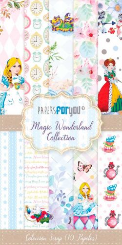 PFY-4699 - COLECCIÓN 10 PAPELES SCRAP  1 CARA 180gr 6"x12" (MAGIC WONDERLAND) - pack 4 ud.