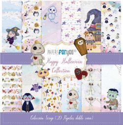 PFY-10453 - Colección 20 Papeles Scrap Doble Cara 180gr 8"x 8" (Happy Halloween)- pack 3 ud.