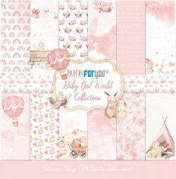 PFY-10994 - Colección 24 Papeles Scrap doble cara 180gr 8''x8'' (Baby Girl) - pack 3 ud.