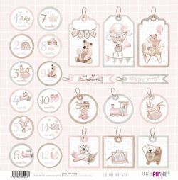 PFY-11023 - Papel Scrap doble cara 180gr 12"x12" (Lullaby Baby Girl) - pack 12 ud.
