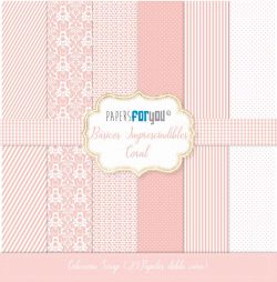 PFY-11047 - Colección 20 Papeles Scrap doble cara 180gr 8''x8'' (Básicos Coral) - pack 3 ud.