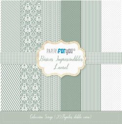 PFY-11051 - Colección 20 Papeles Scrap doble cara 180gr 8''x8'' (Básicos Laurel) - pack 3 ud.