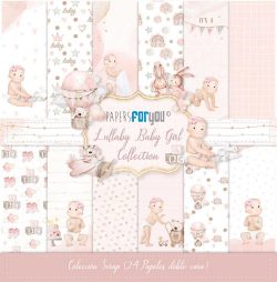 PFY-11098 - Colección 24 Papeles Scrap Doble Cara 180gr 8"x8" (Lullaby Baby Girl) - pack 3 ud.