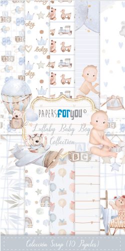 PFY-11139 - Colección 10 Papeles Scrap Una cara 180gr 6"x12" (Lullaby Baby Boy) - pack 4 ud.