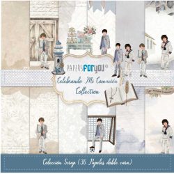 PFY-11457 - Colección 36 Papeles Scrap Mini doble cara 180gr 6"x 6" (Celebrando Mi Comunión Niños) - pack 3 ud.