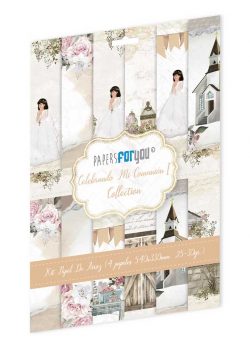 PFY-11466 - Colección de 4 Papeles Arroz 54x33 cm 25-30 gr. (Celebrando Mi Comunión Niña Morena) - pack 4 ud.