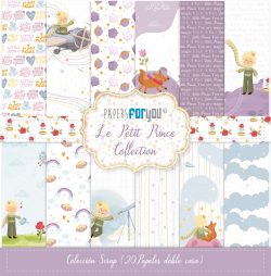 PFY-11258 - Colección 20 Papeles Scrap doble cara 180gr 8''x8'' (Le Petit Prince)- pack 3 ud.