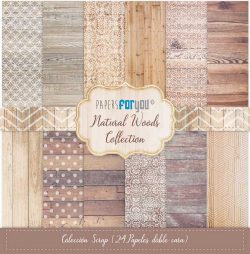 PFY-11084 - Colección 24 Papeles Scrap doble cara 180gr 8''x8'' (Natural Woods) - pack 3 ud.