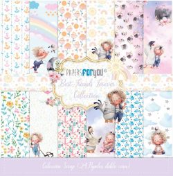 PFY-11049 - Colección 24 Papeles Scrap doble cara 180gr 8''x8'' (Best Friends Forever) - pack 3 ud.