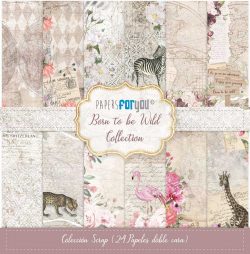 PFY-11057 - Colección 24 Papeles Scrap doble cara 180gr 8''x8'' (Born to be Wild) - pack 3 ud.