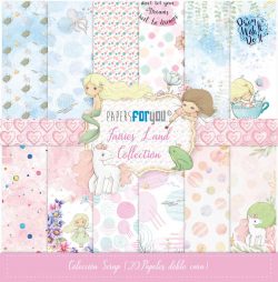 PFY-11078 - Colección 20 Papeles Scrap doble cara 180gr 8''x8'' (Fairies Land) - pack 3 ud.