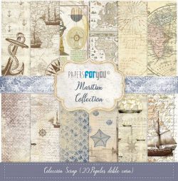 PFY-11083 - Colección 20 Papeles Scrap doble cara 180gr 8''x8'' (Maritim) - pack 3 ud.