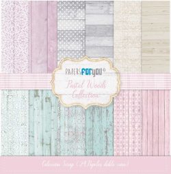 PFY-11086 - Colección 24 Papeles Scrap doble cara 180gr 8''x8'' (Pastel Woods) - pack 3 ud.