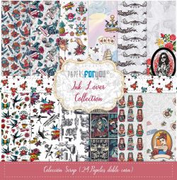 PFY-11257 - Colección 24 Papeles Scrap doble cara 180gr 8''x8'' (Ink Lover) - pack 3 ud.