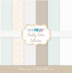 PFY-11263 - Colección 32 Papeles Scrap doble cara 180gr 8''x8'' (Shabby Colors) - pack 3 ud.