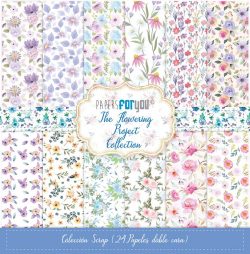PFY-11264 - Colección 24 Papeles Scrap doble cara 180gr 8''x8'' (The Flowering Project) - pack 3 ud.