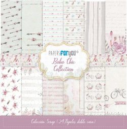 PFY-11275 - Colección 24 Papeles Scrap doble cara 180gr 8''x8'' (Boho Chic) - pack 3 ud.
