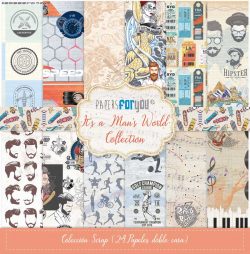 PFY-11279 - Colección 24 Papeles Scrap doble cara 180gr 8''x8'' (It´s a man´s world) - pack 3 ud.