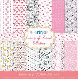 PFY-11282 - Colección 24 Papeles Scrap doble cara 180gr 8''x8'' (Love is all Around) - pack 3 ud.