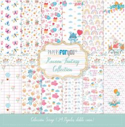 PFY-11284 - Colección 24 Papeles Scrap doble cara 180gr 8''x8'' (Racoon Fantasy) - pack 3 ud.