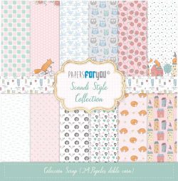 PFY-11285 - Colección 24 Papeles Scrap doble cara 180gr 8''x8'' (Scandi Style) - pack 3 ud.
