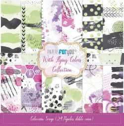 PFY-11288 - Colección 24 Papeles Scrap doble cara 180gr 8''x8'' (With Flying Colors) - pack 3 ud.