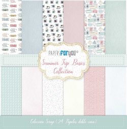 PFY-12309 - Colección 24 Papeles Scrap Mini doble cara 180gr 8"x 8" (Summer Trip Basics)- pack 3 ud.