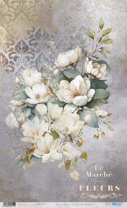 PFY-12711 - Papel Arroz 54x33 cm 25-30 gr. (La Vie En Fleurs Magnolias I)- pack 6 ud.