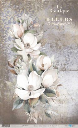PFY-12713 - Papel Arroz 54x33 cm 25-30 gr. (La Vie En Fleurs Magnolias III)- pack 6 ud.