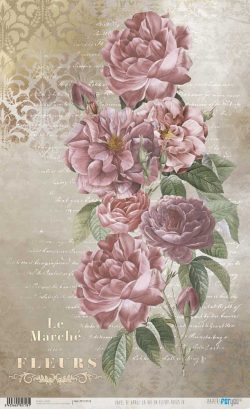 PFY-12718 - Papel Arroz 54x33 cm 25-30 gr. (La Vie En Fleurs Roses IV)- pack 6 ud.