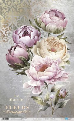 PFY-12723 - Papel Arroz 54x33 cm 25-30 gr. (La Vie En Fleurs Peonies IV)- pack 6 ud.