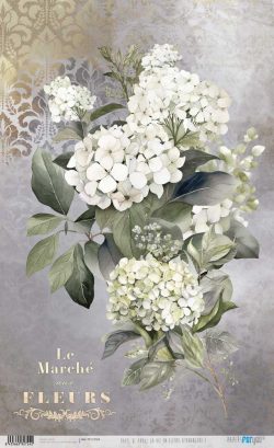 PFY-12724 - Papel Arroz 54x33 cm 25-30 gr. (La Vie En Fleurs Hydrangeas I)- pack 6 ud.