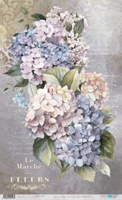 PFY-12727 - Papel Arroz 54x33 cm 25-30 gr. (La Vie En Fleurs Hydrangeas IV)- pack 6 ud.